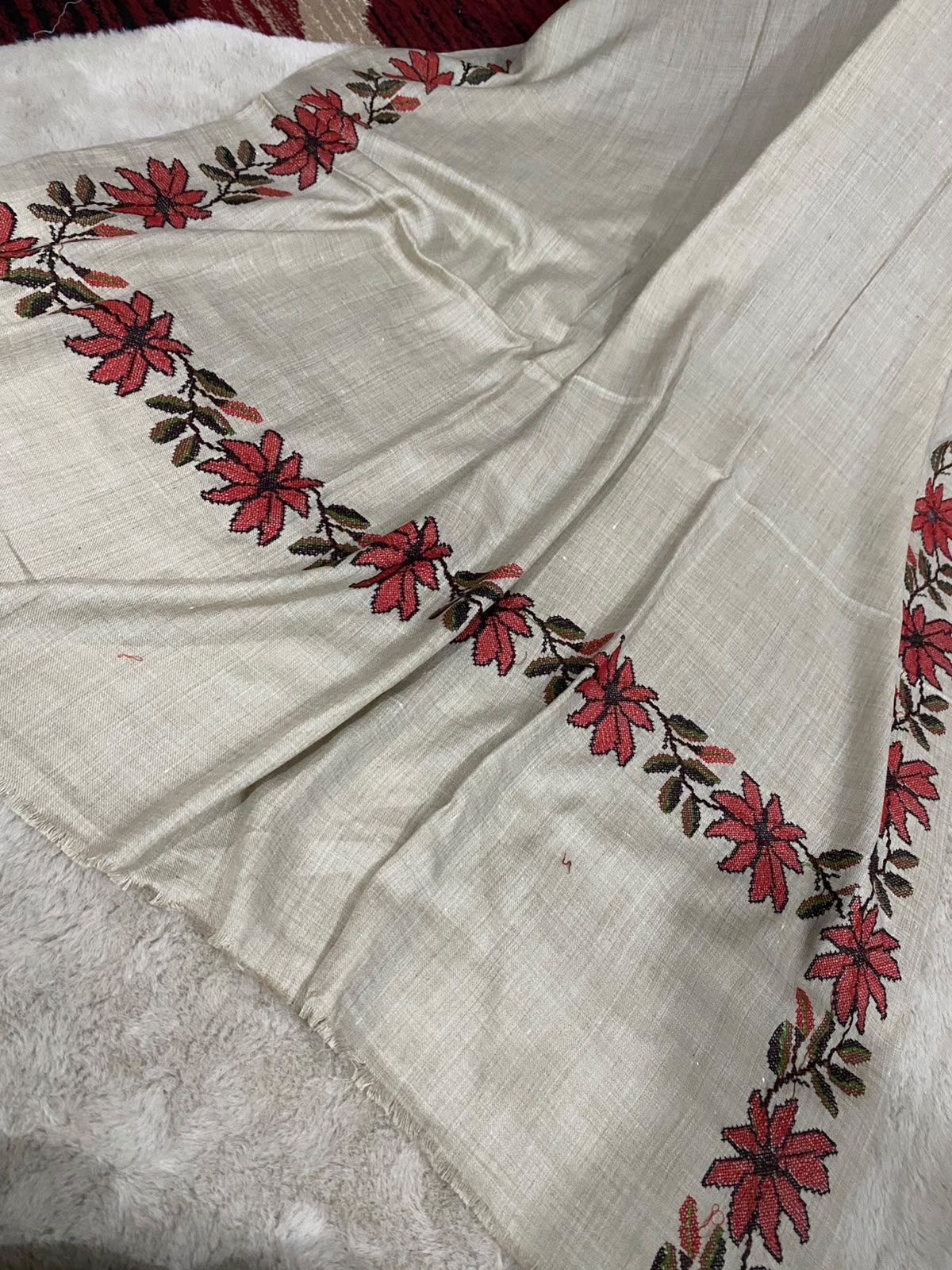 Gul-e-Dordaar Crossstitch Pashmina Shawl