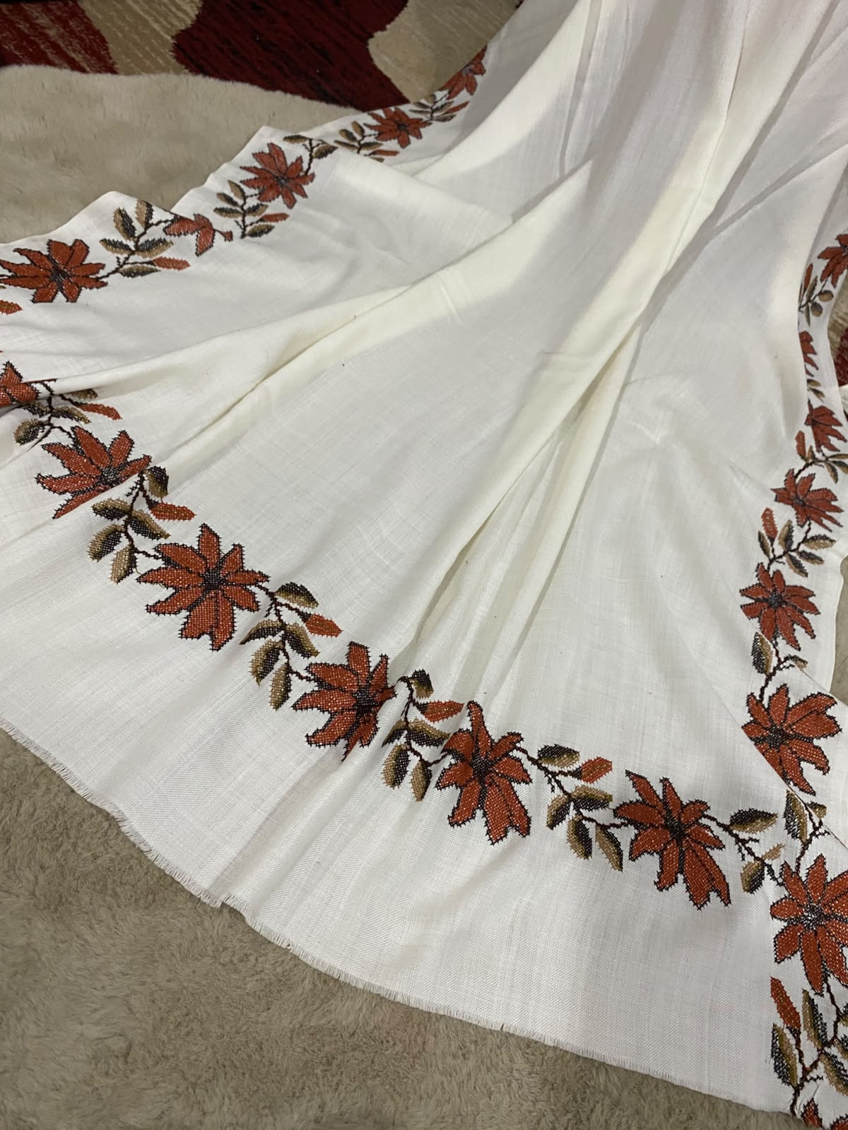 Gul-e-Dordaar Crossstitch Pashmina Shawl