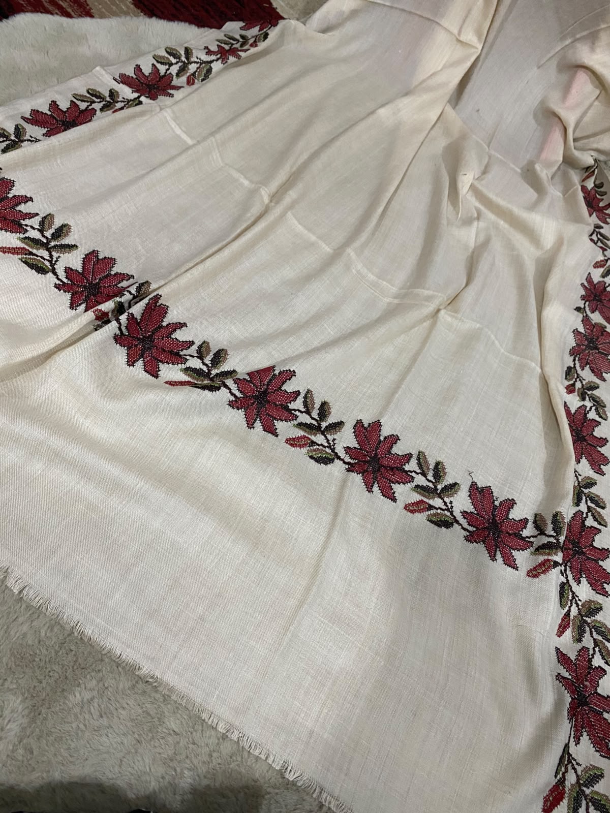Gul-e-Dordaar Crossstitch Pashmina Shawl