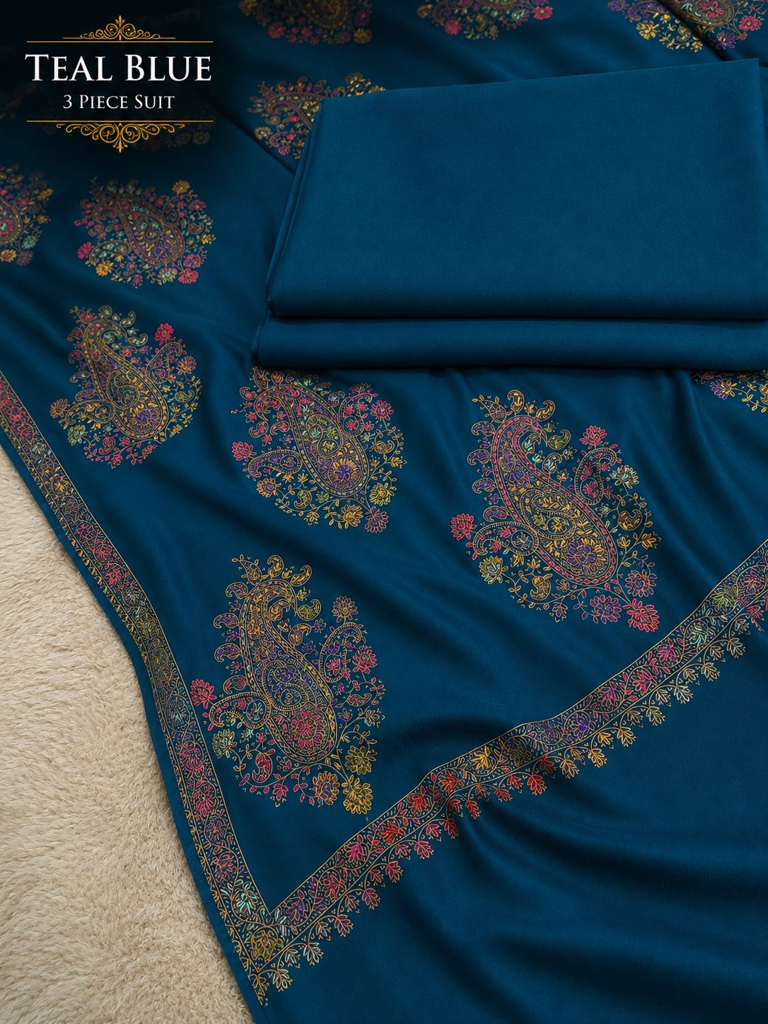 Plain Pashmina Suit with Sui-Embroidered Shawl ✨