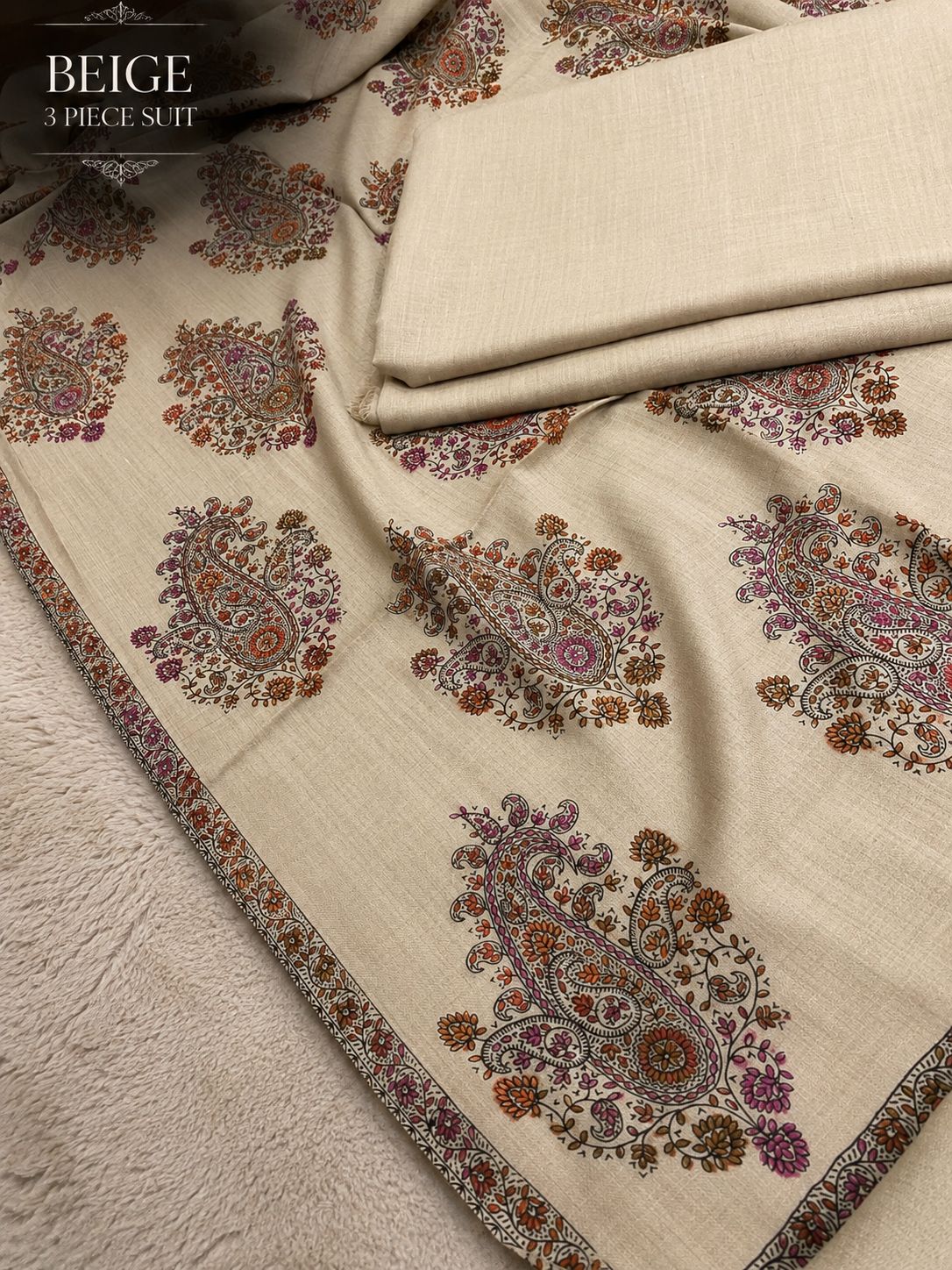 Plain Pashmina Suit with Sui-Embroidered Shawl ✨