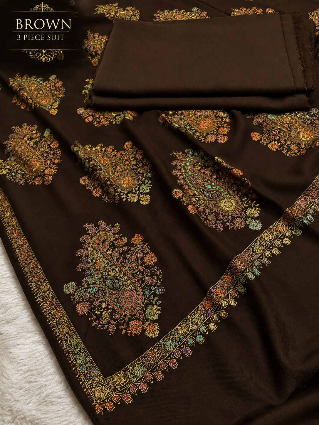Plain Pashmina Suit with Sui-Embroidered Shawl ✨