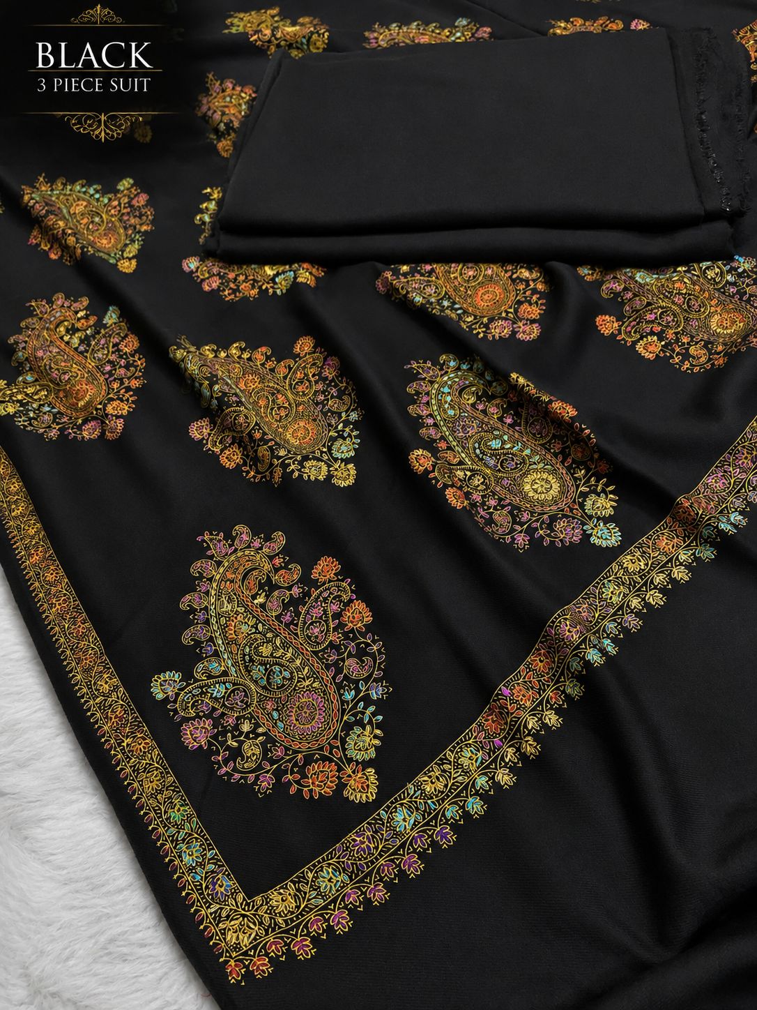Plain Pashmina Suit with Sui-Embroidered Shawl ✨