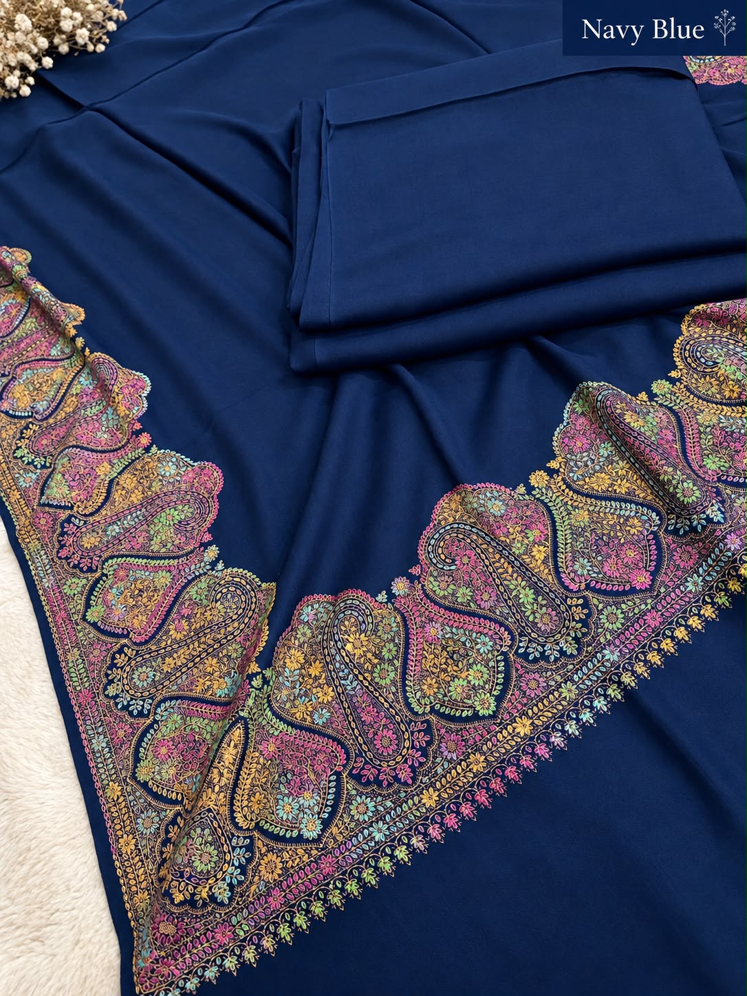Plain Pashmina Suit with Embroidered Shawl ✨
