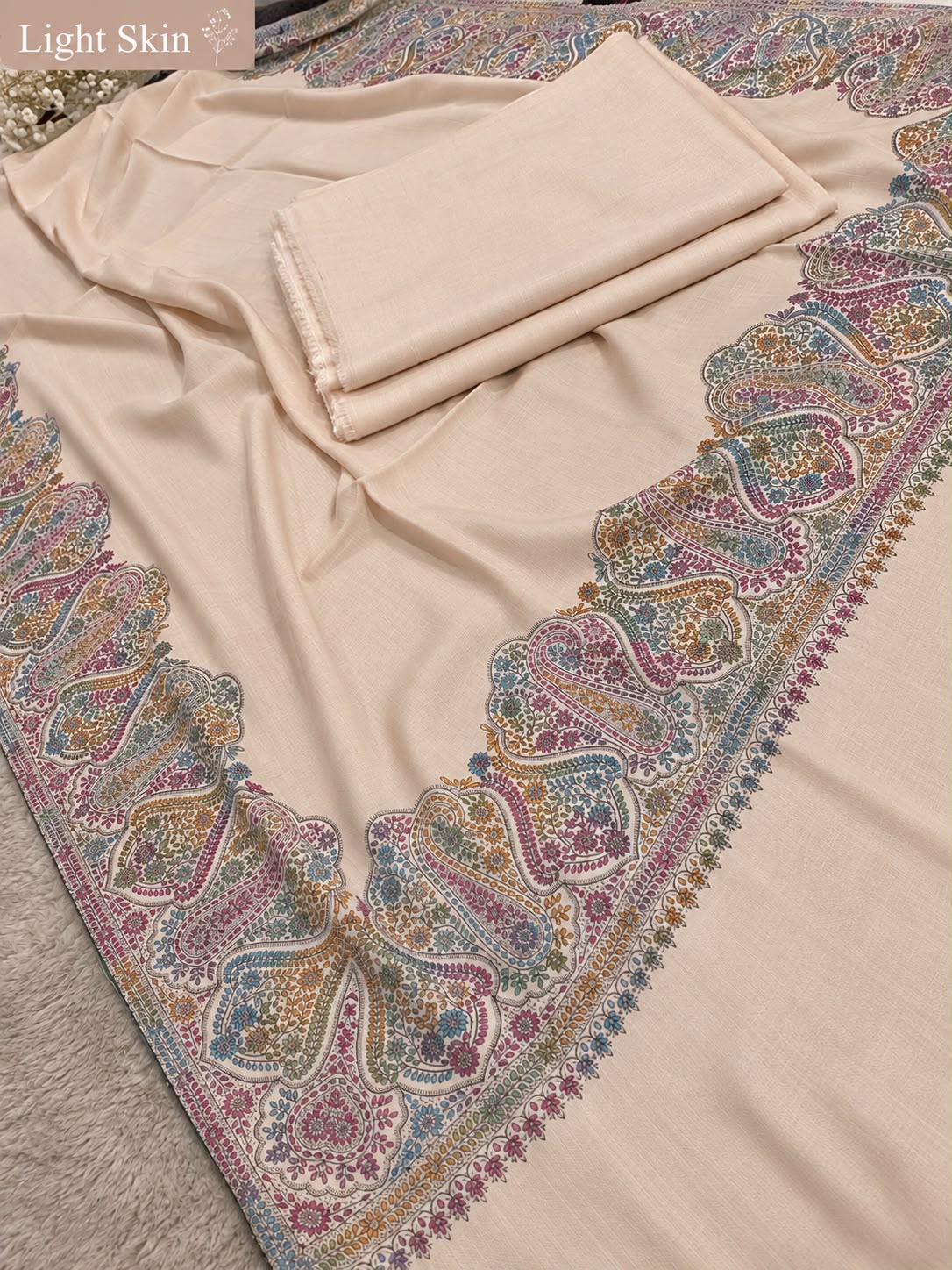 Plain Pashmina Suit with Embroidered Shawl ✨