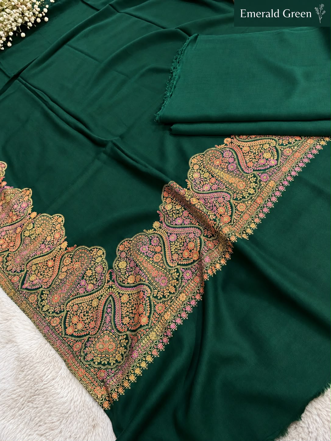 Plain Pashmina Suit with Embroidered Shawl ✨