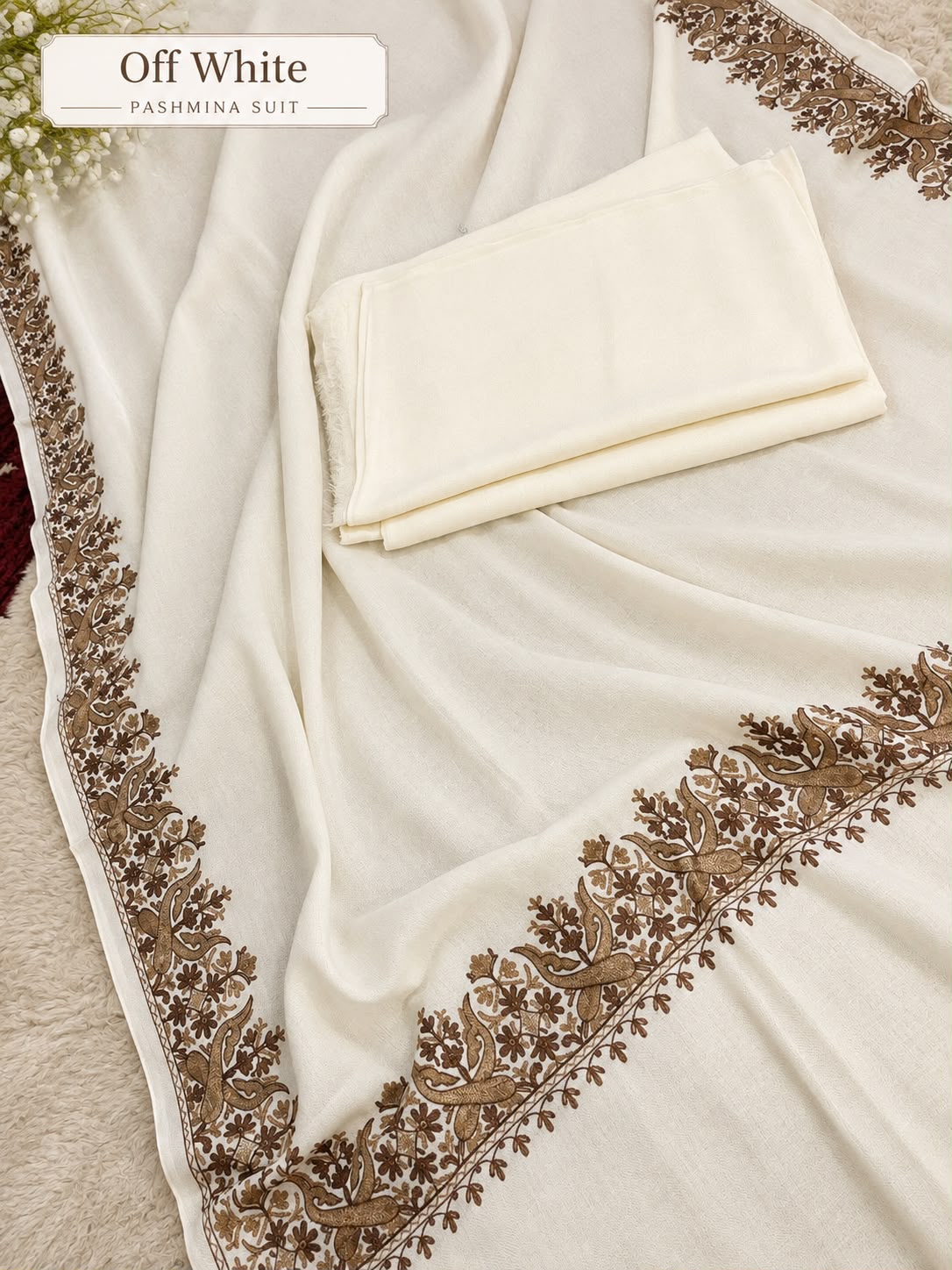 Plain Pashmina Suit with Embroidered Shawl ✨
