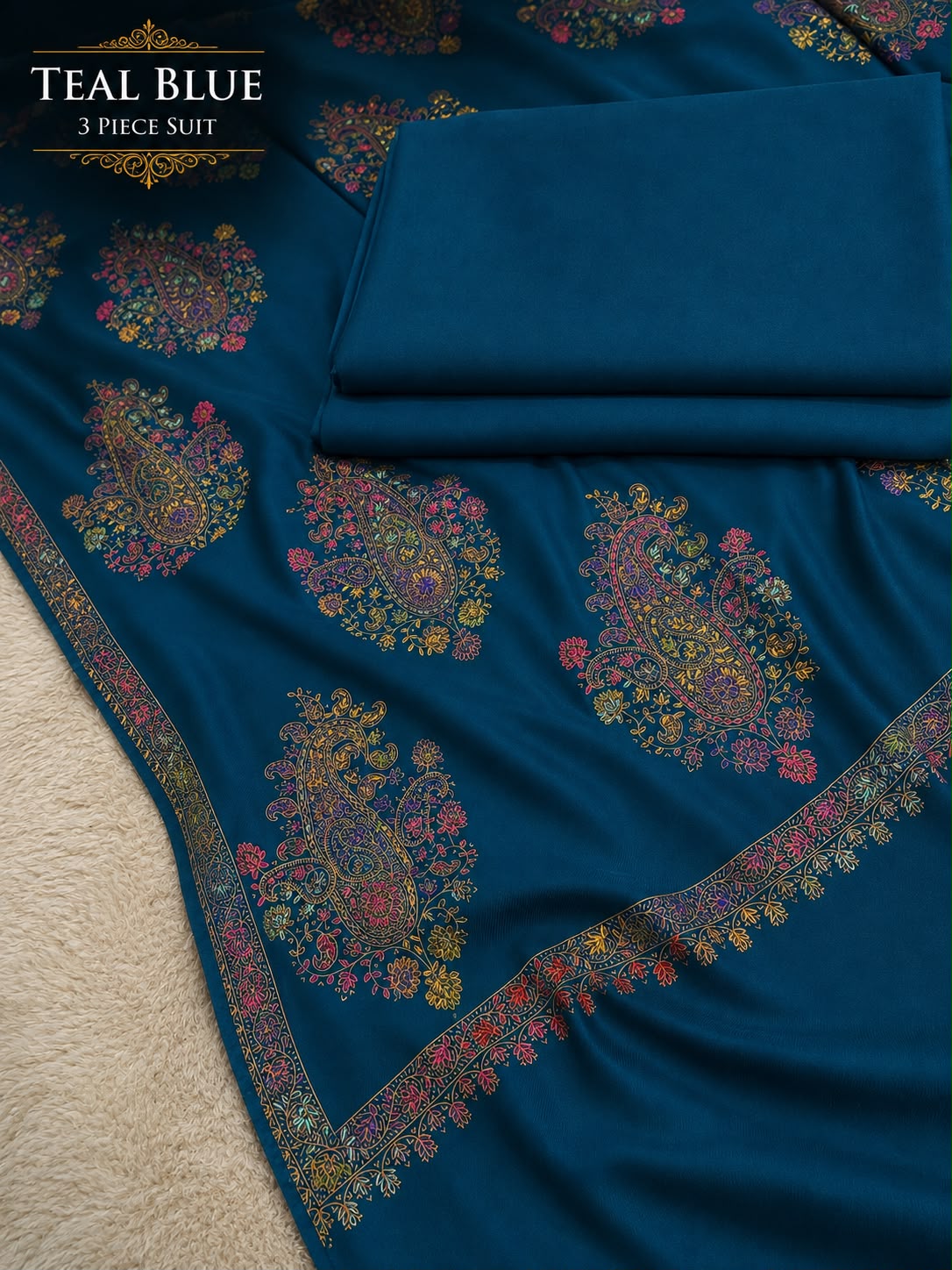 Plain Pashmina Suit with Embroidered Shawl ✨