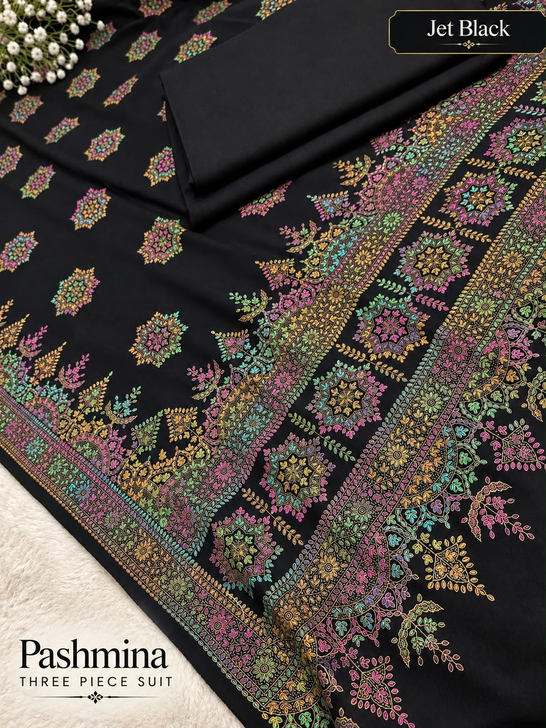 Plain Pashmina Suit with Embroidered Shawl ✨