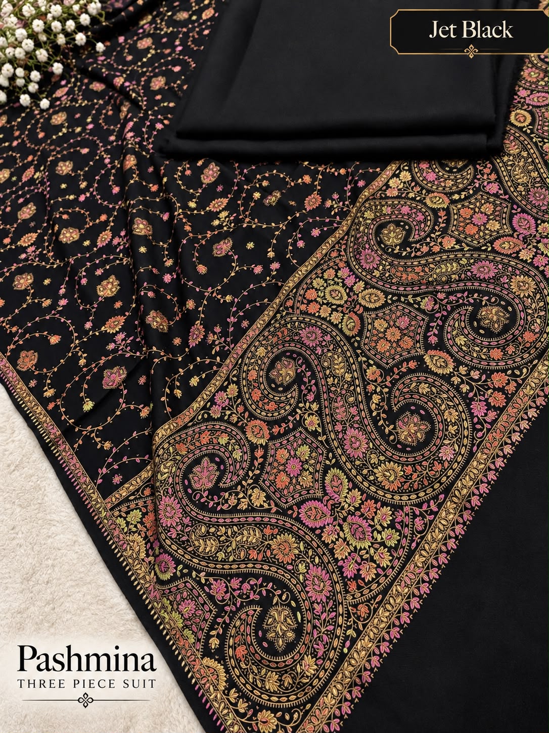 Plain Pashmina Suit with Embroidered Shawl ✨