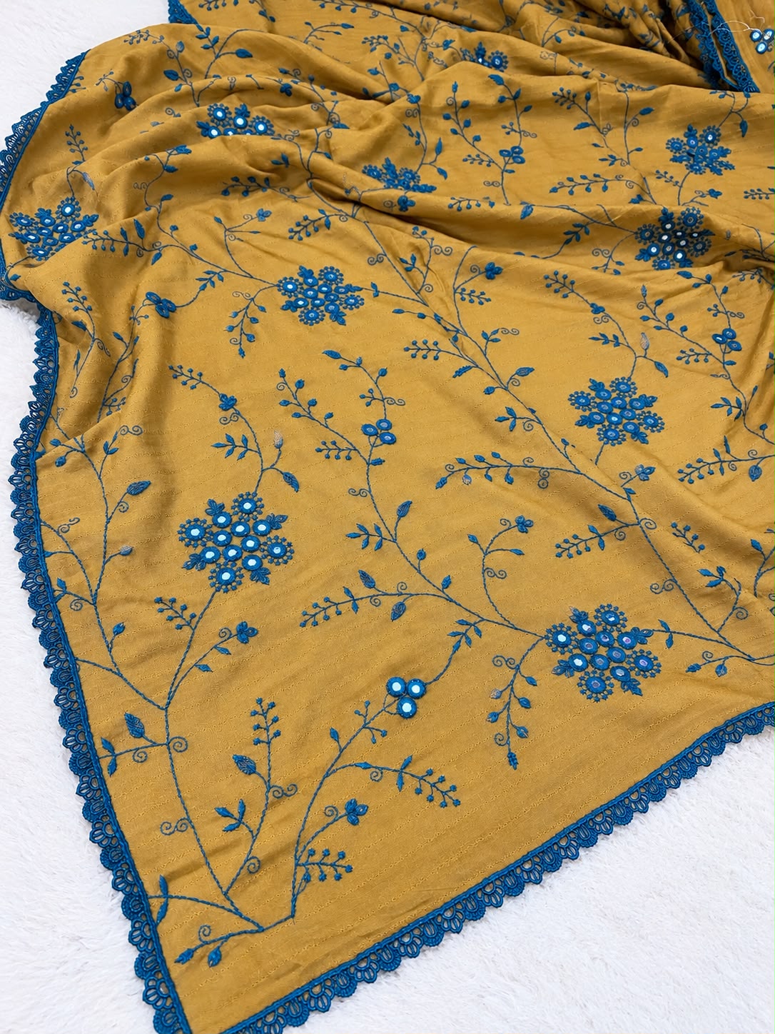 Luxury Heavy Embroidered Lawn Chadar with Lace