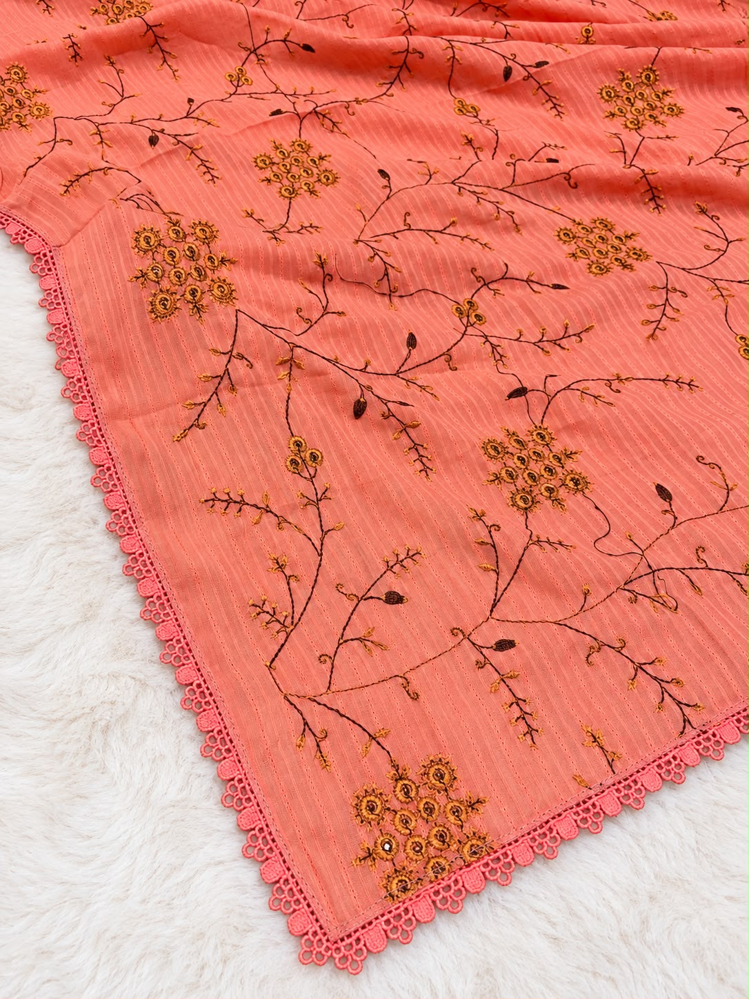 Luxury Heavy Embroidered Lawn Chadar with Lace