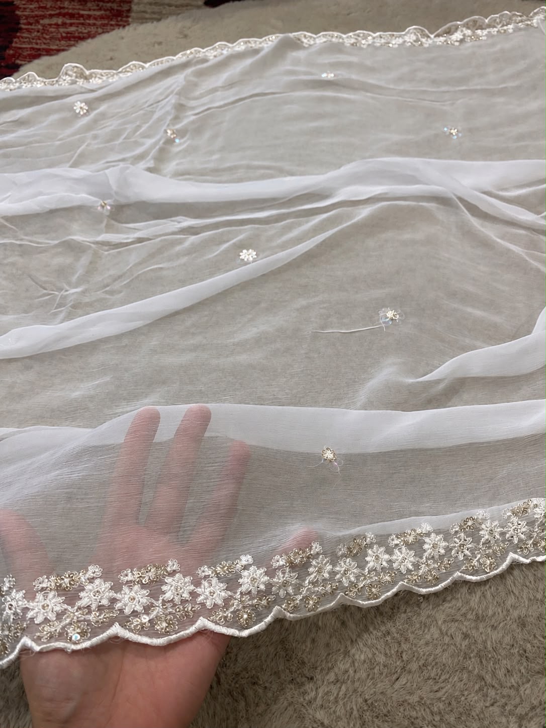 ✨ Pure Chiffon Sequins Work Dupatta ✨