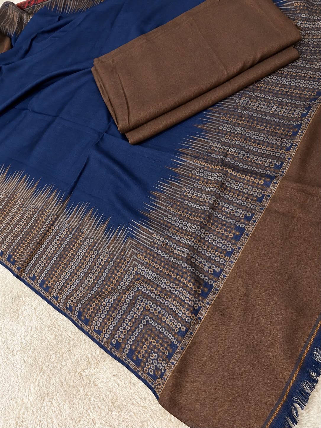 Kani Woven Pashmina Shawl with Plain Pashmina Suit