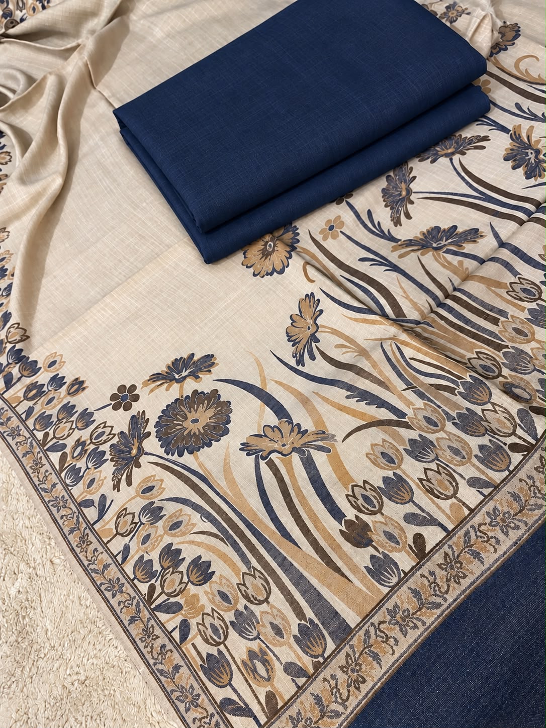 Kani Woven Pashmina Shawl with Plain Pashmina Suit