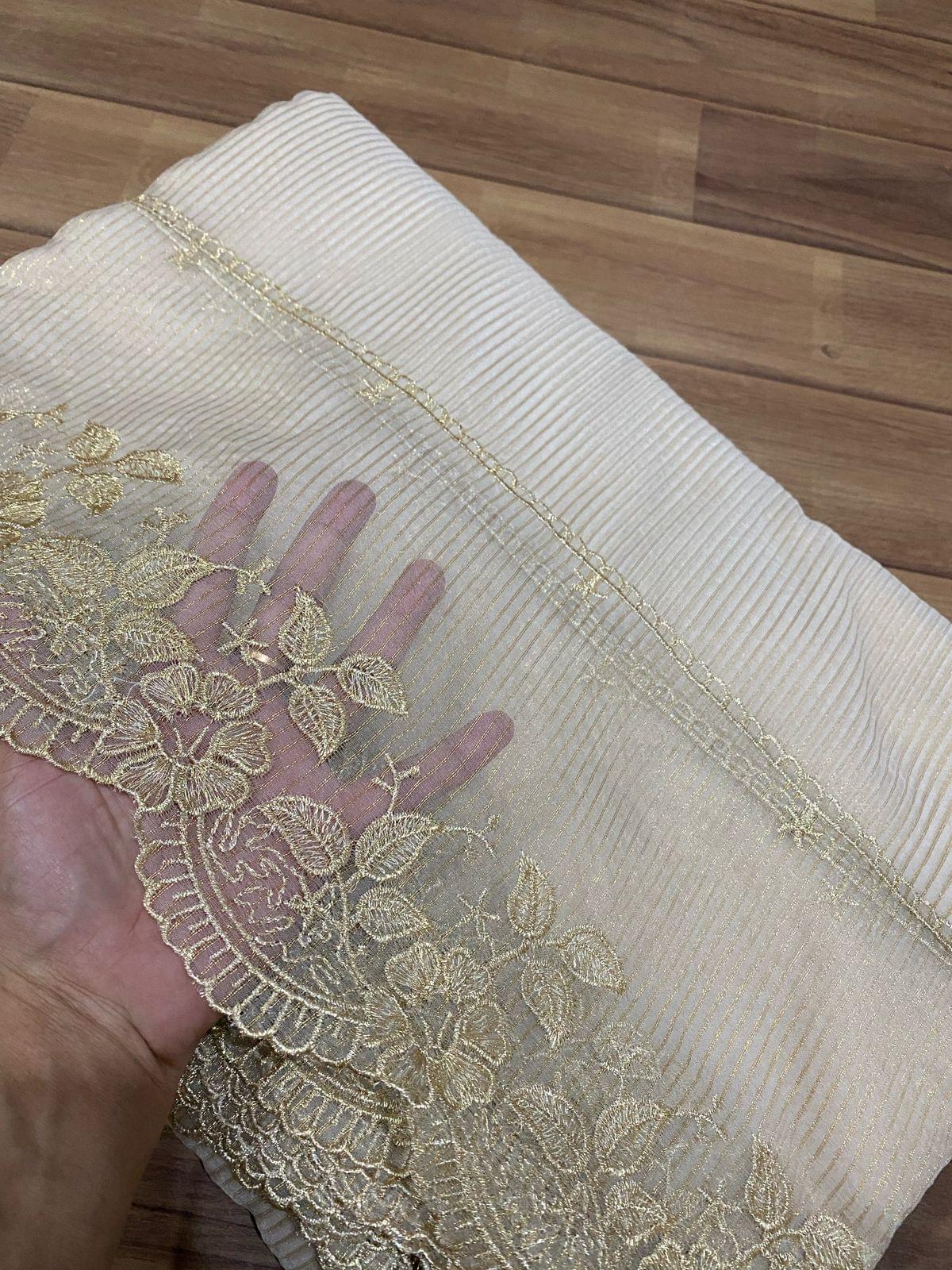 Self knot organza embroidered dupattas