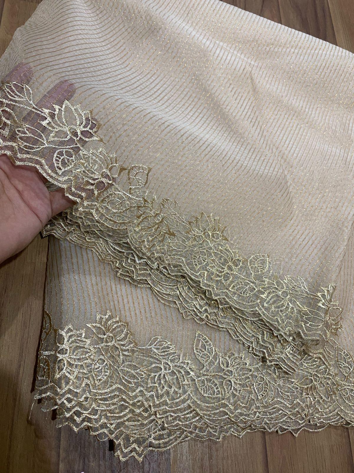 Self knot organza embroidered dupattas