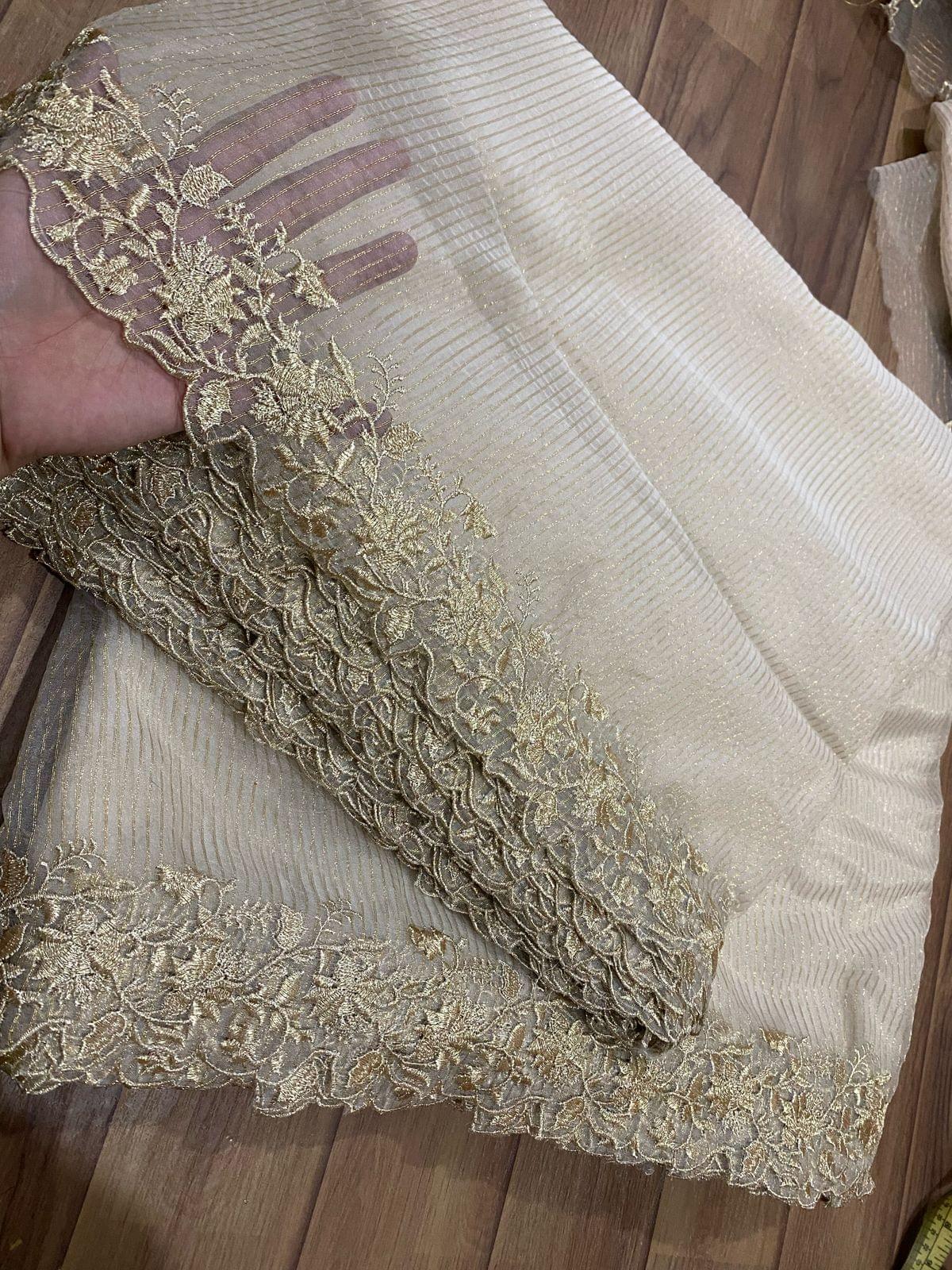 Self knot organza embroidered dupattas