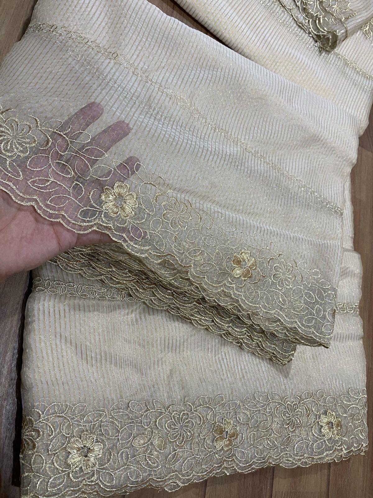 Self knot organza embroidered dupattas