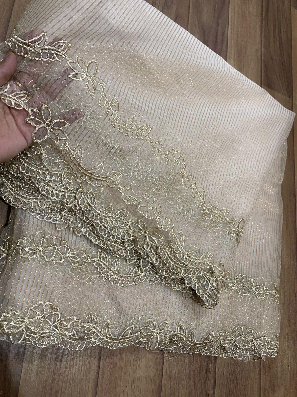 Self knot organza embroidered dupattas