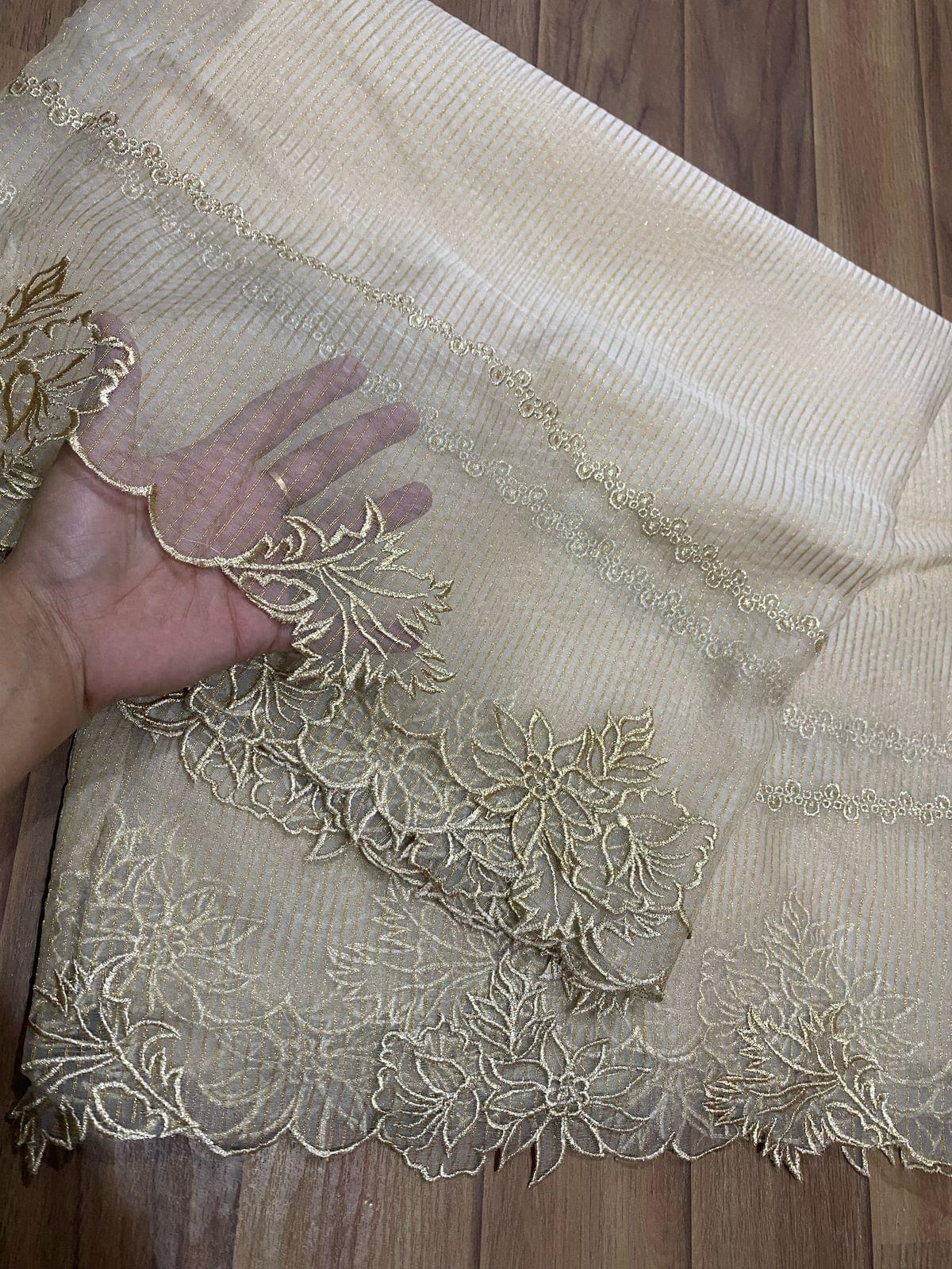 Self knot organza embroidered dupattas