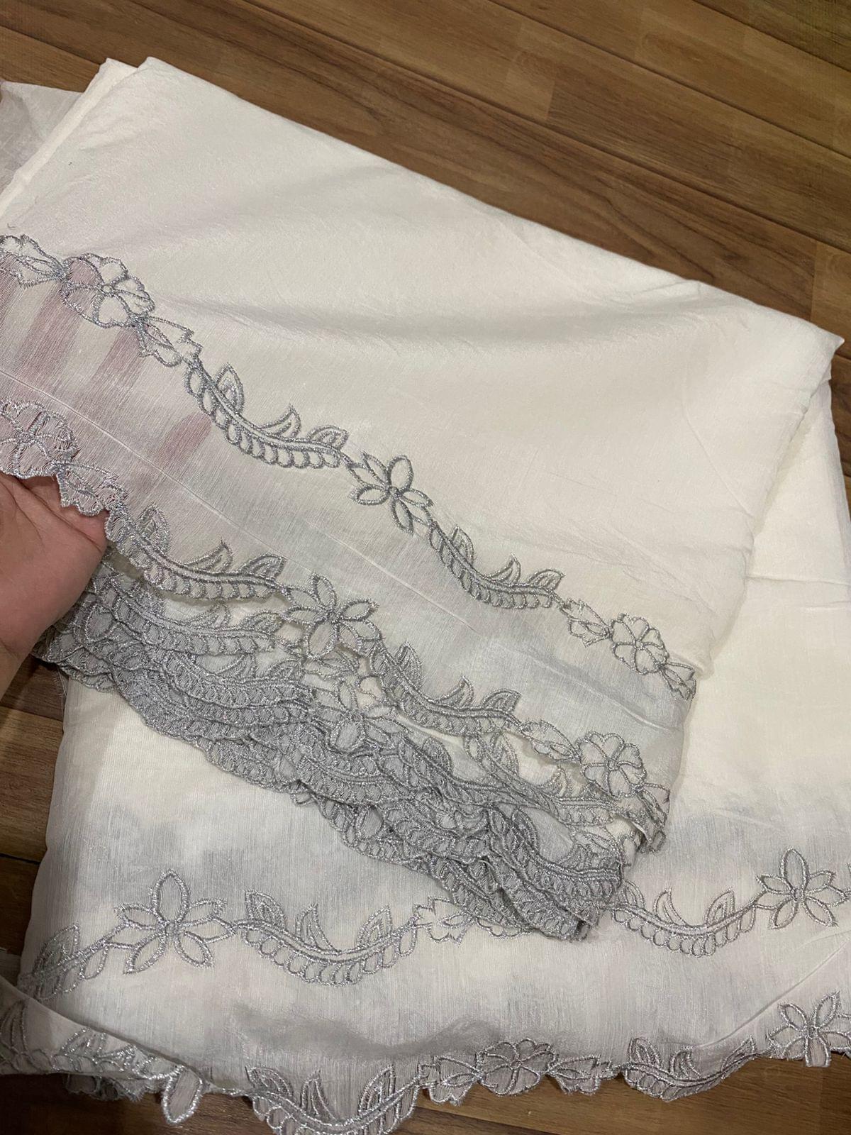 Voile lawn embroidered dupatta