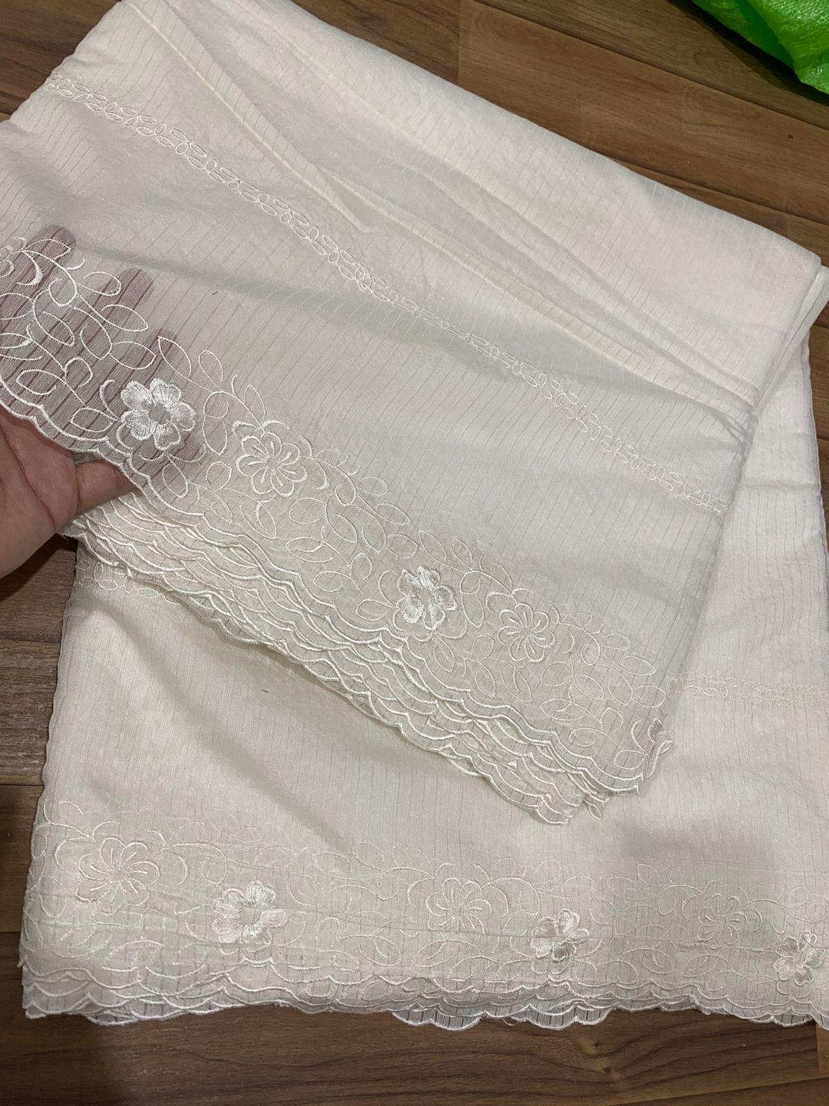 Voile lawn embroidered dupatta