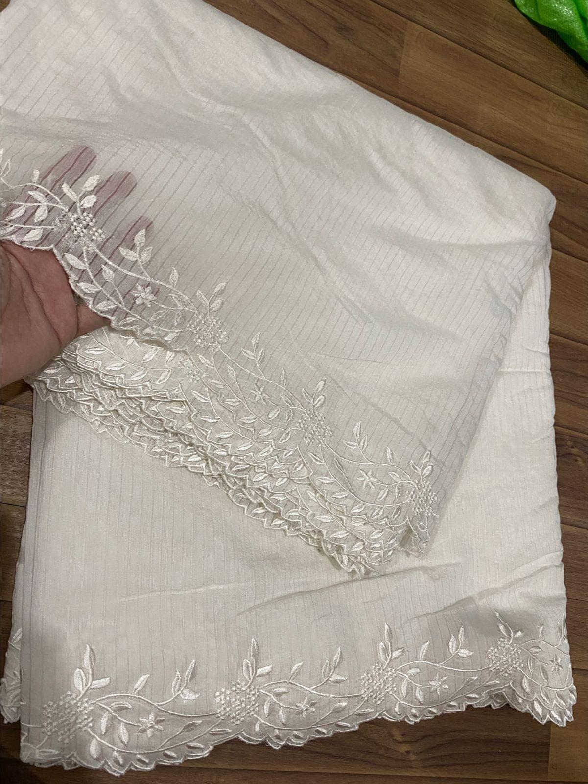 Voile lawn embroidered dupatta