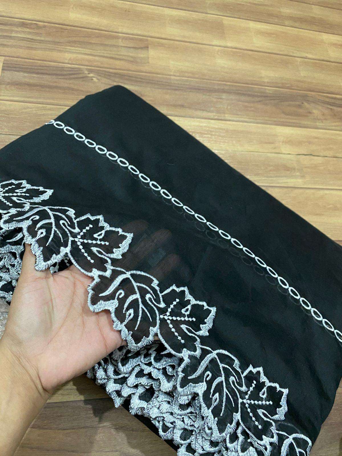 Voile lawn embroidered dupatta