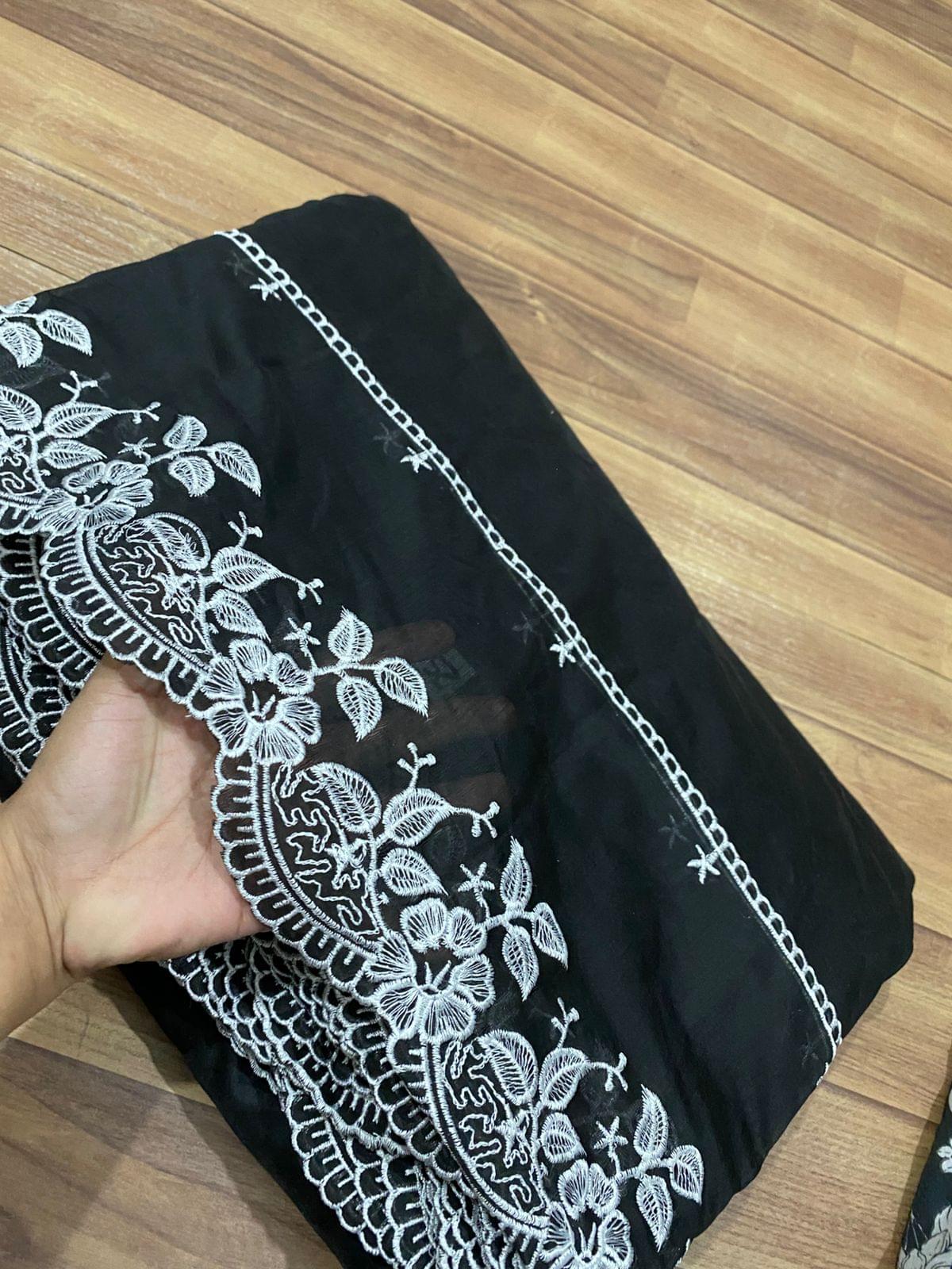 Voile lawn embroidered dupatta