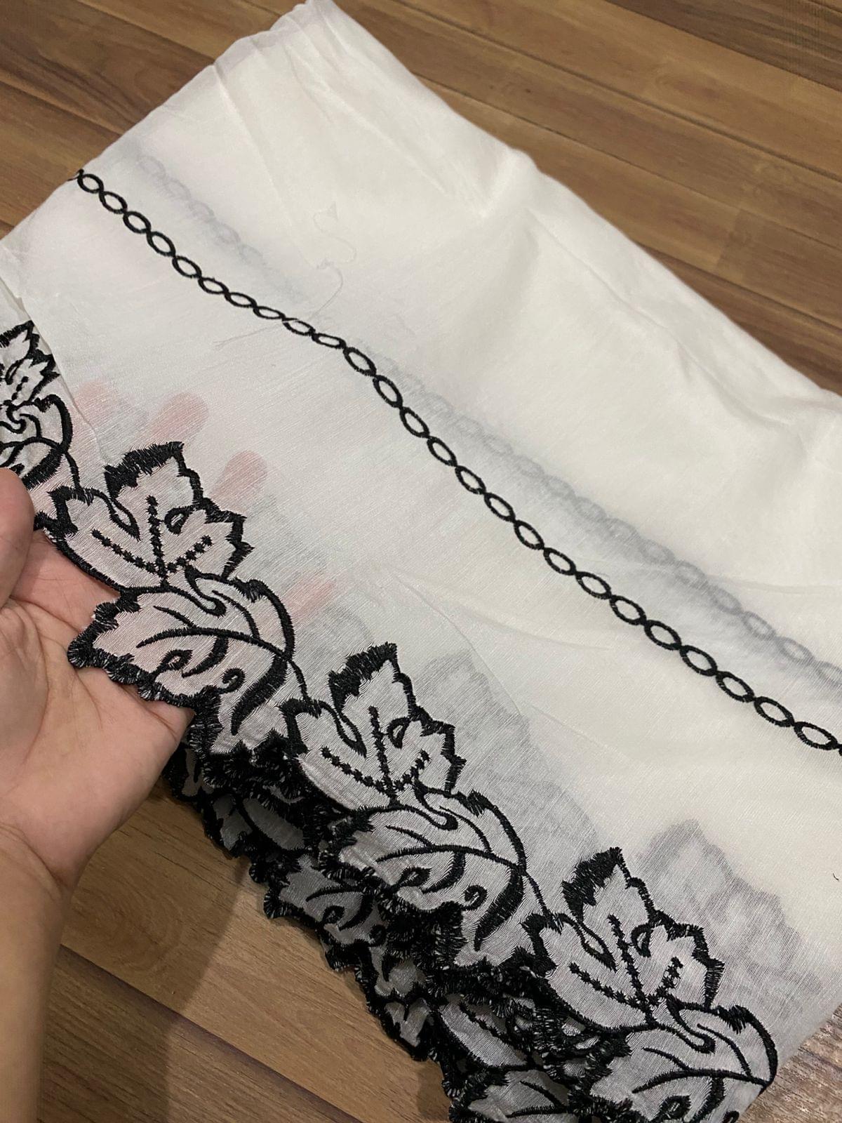 Voile lawn embroidered dupatta