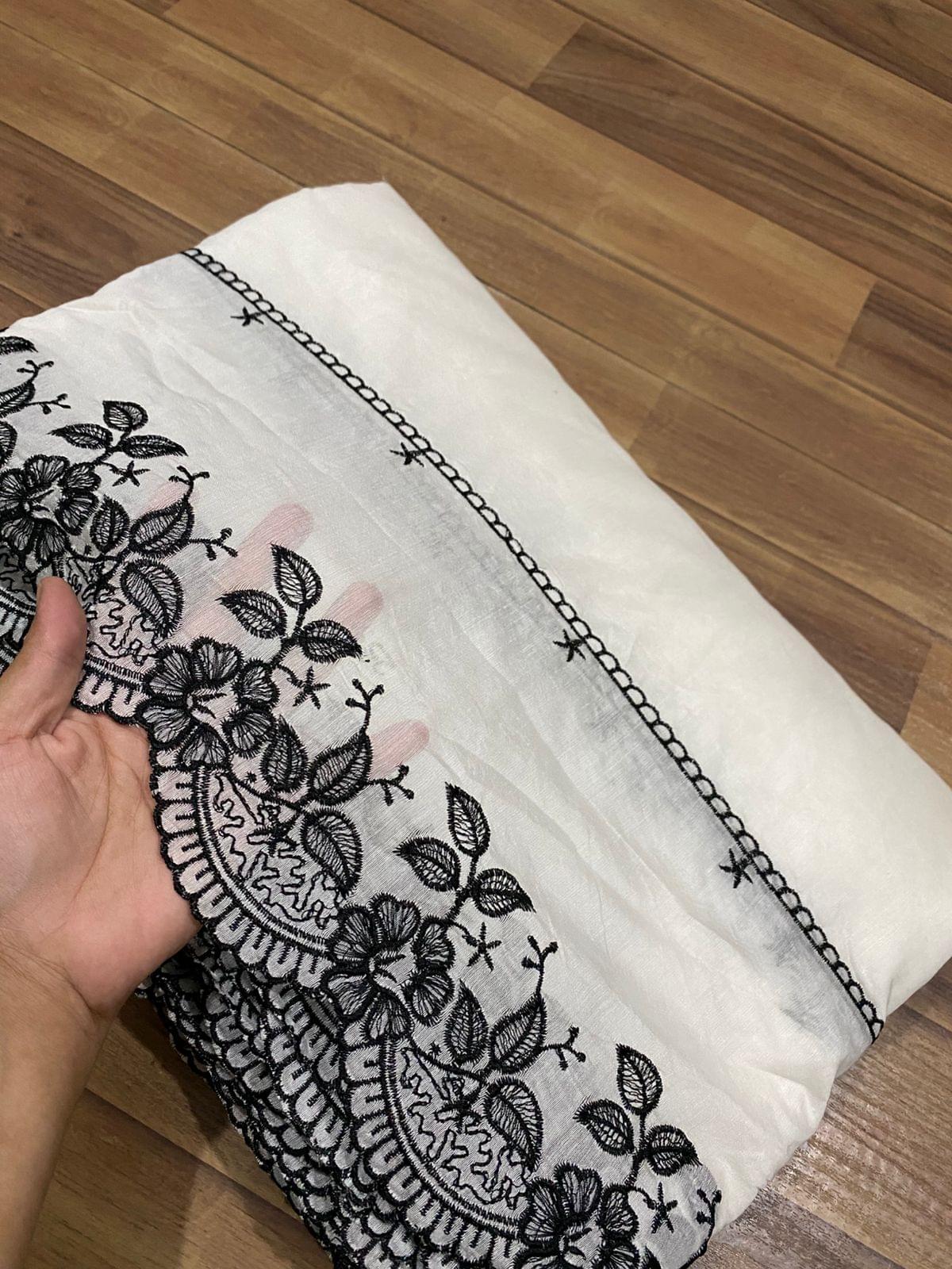 Voile lawn embroidered dupatta