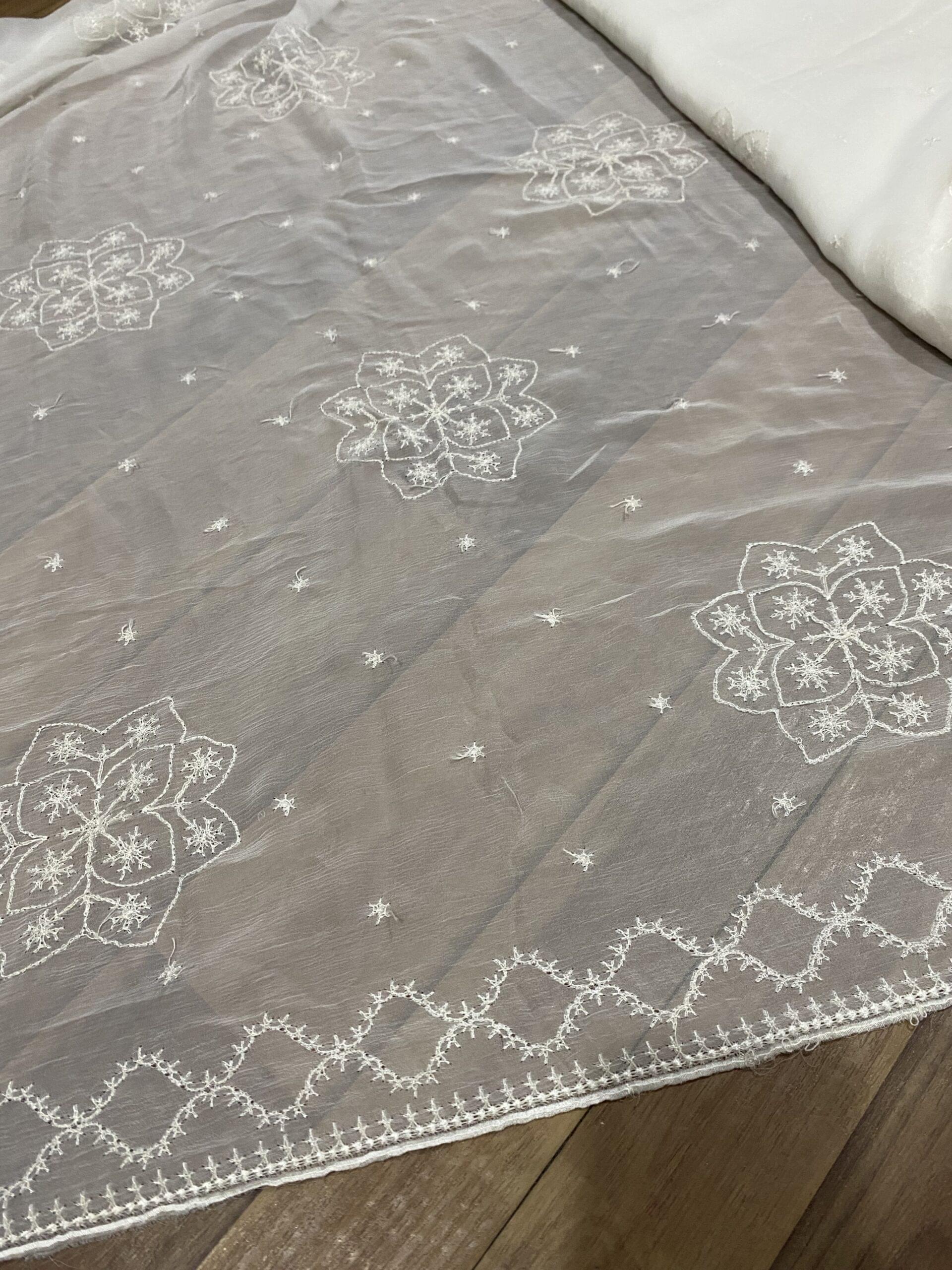 Pure chiffon Jaal embroidered dupatta