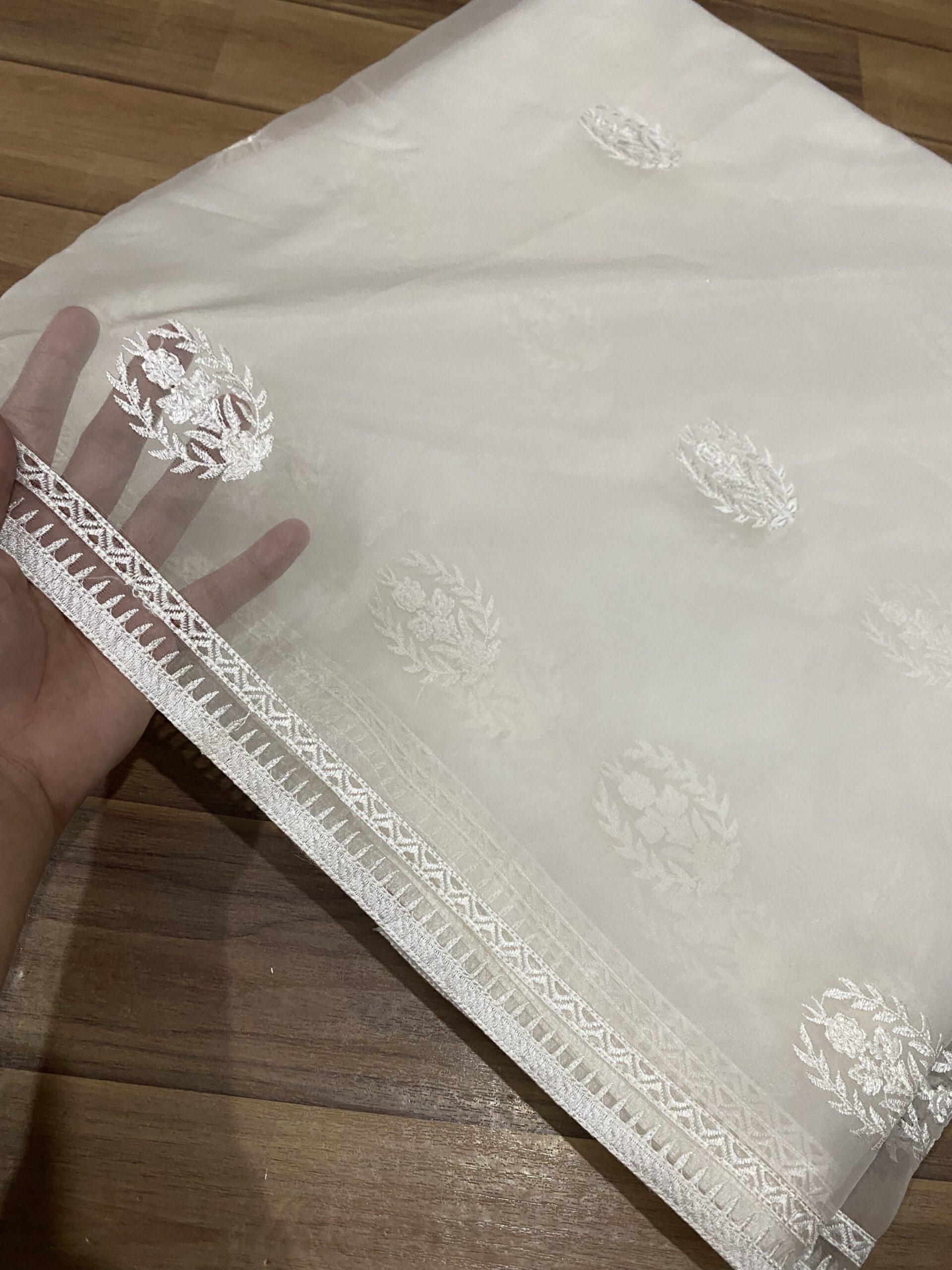 Organza embroidered dupatta