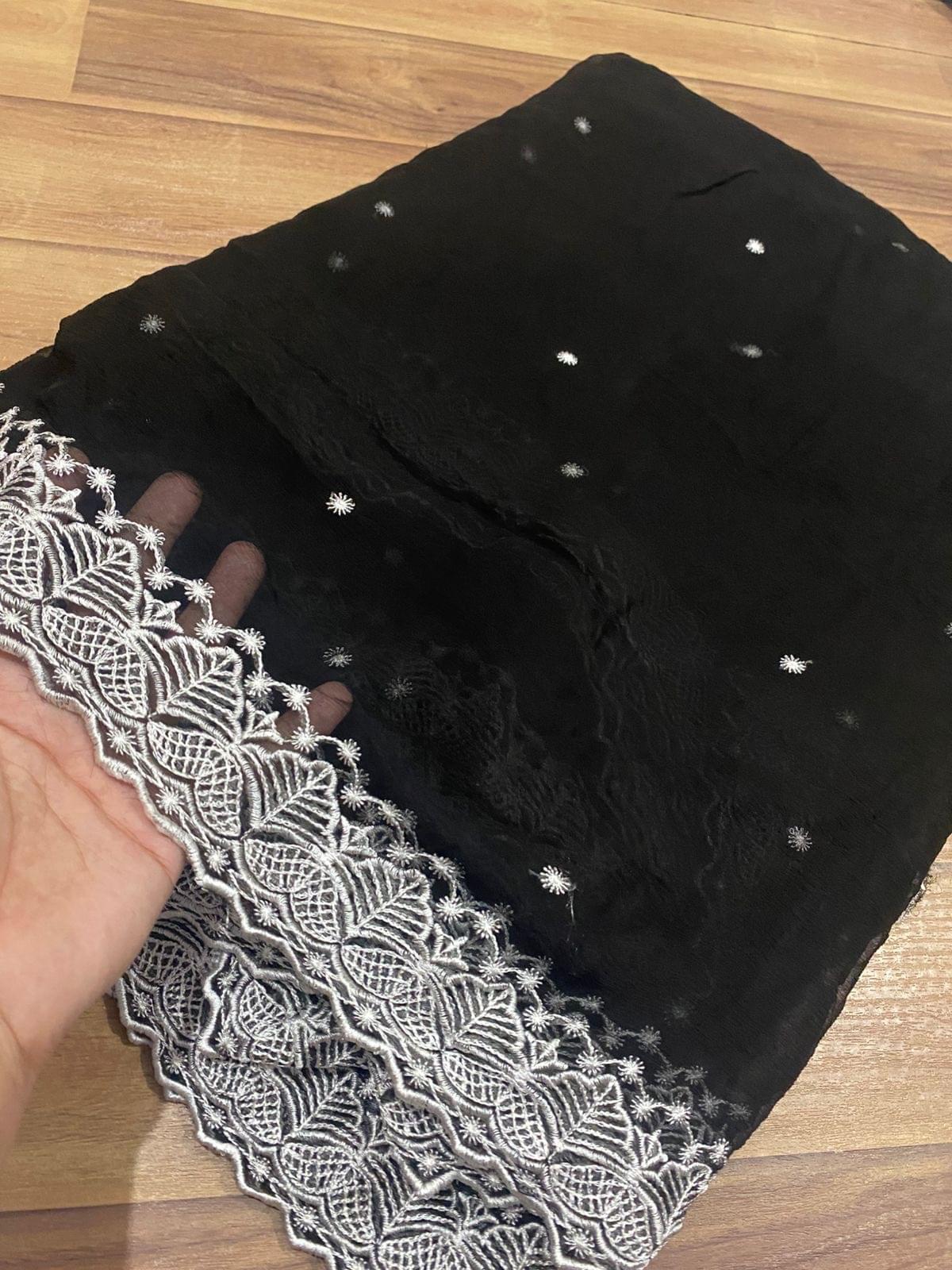 Pure chiffon embroidered dupatta