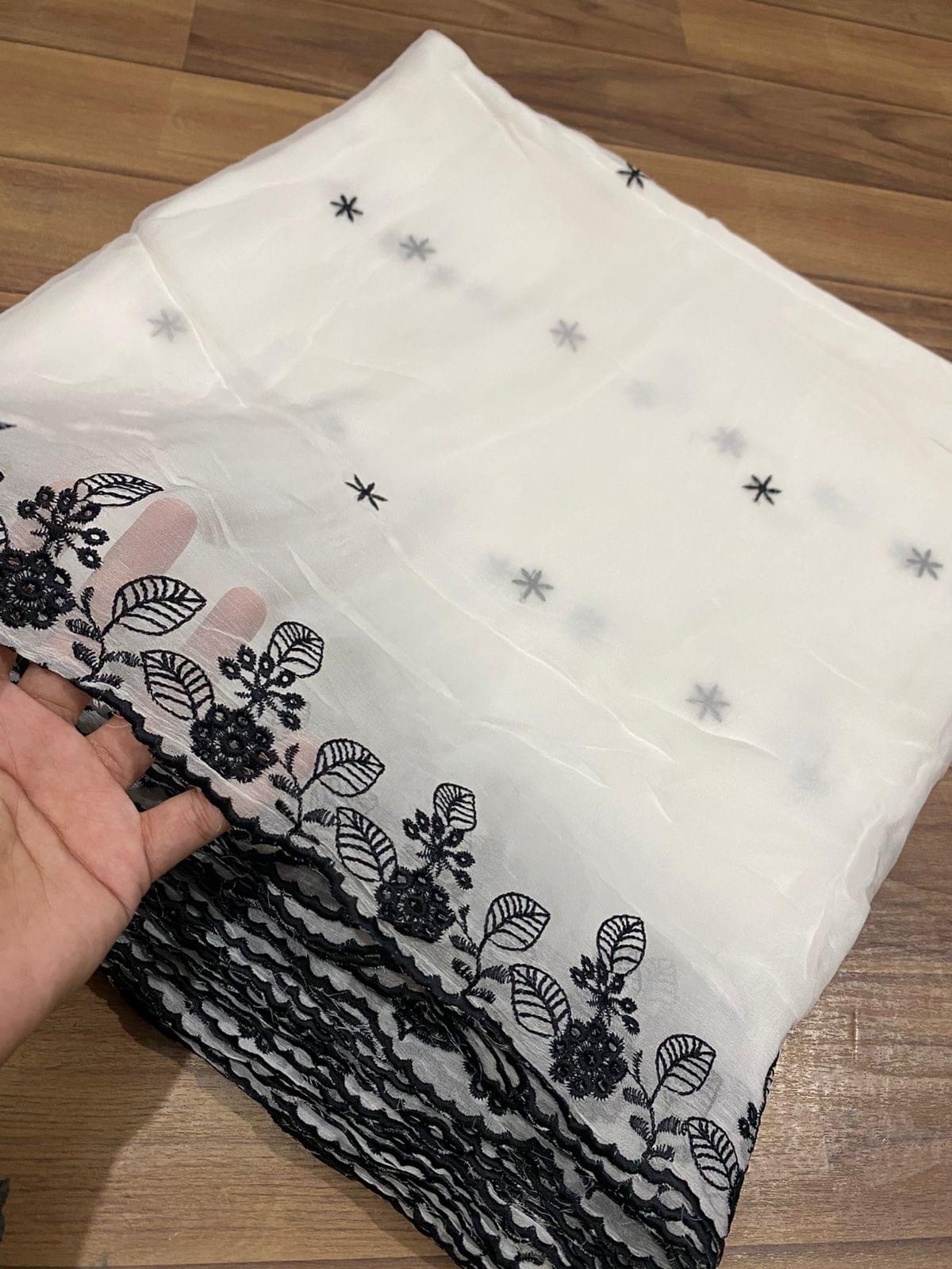 Pure chiffon embroidered dupatta