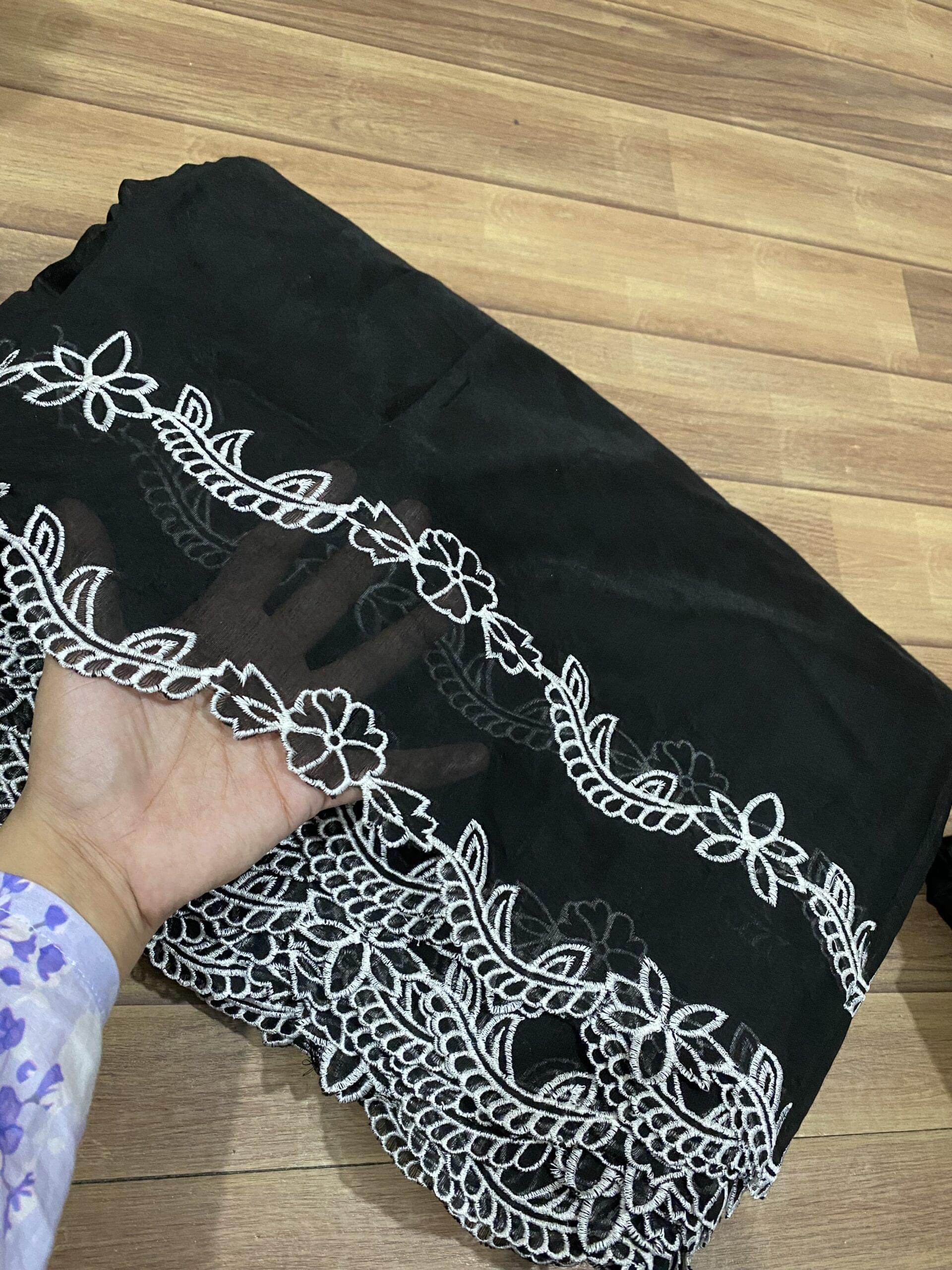 Voile lawn embroidered dupatta