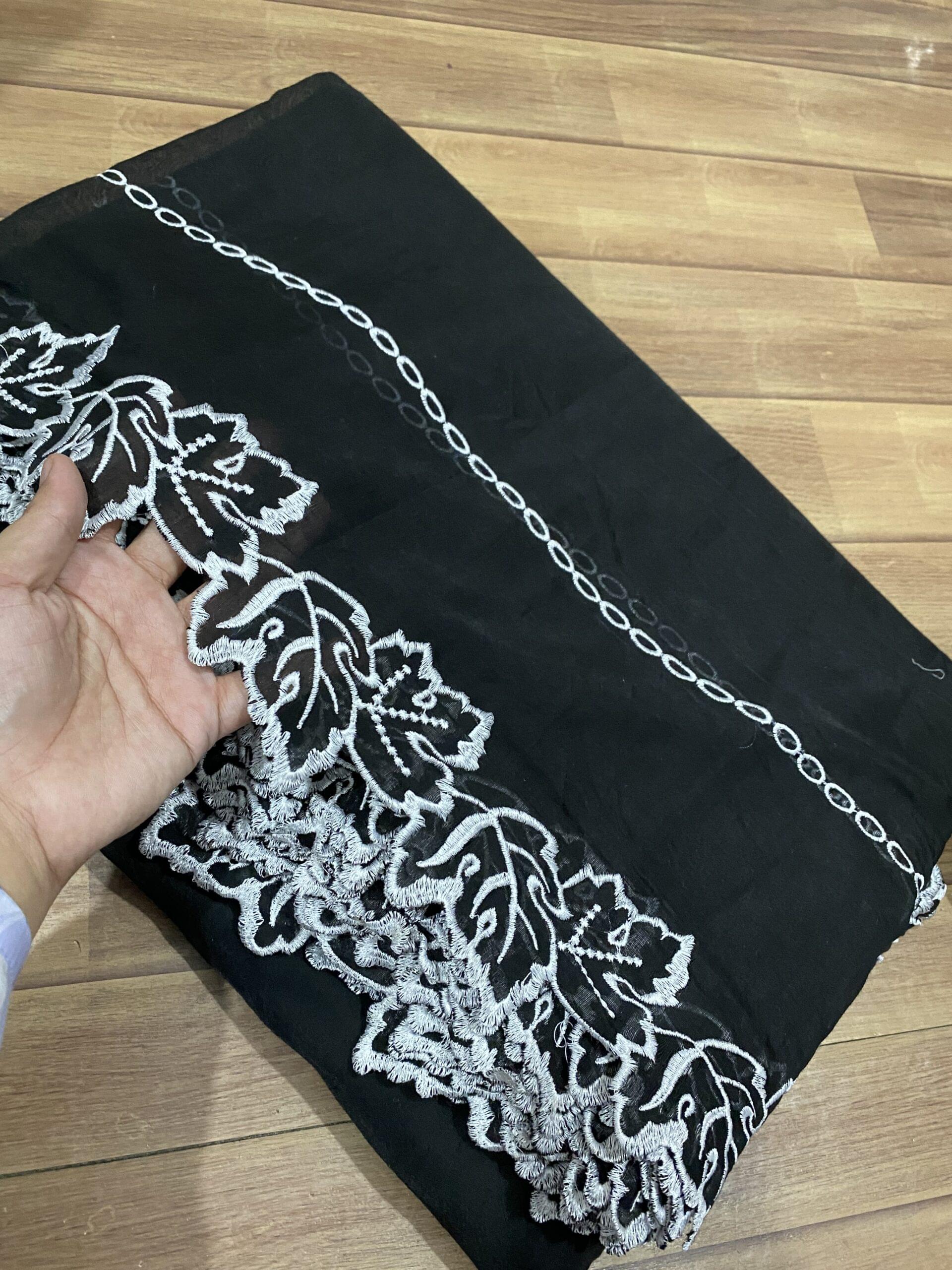 Voile lawn embroidered dupatta