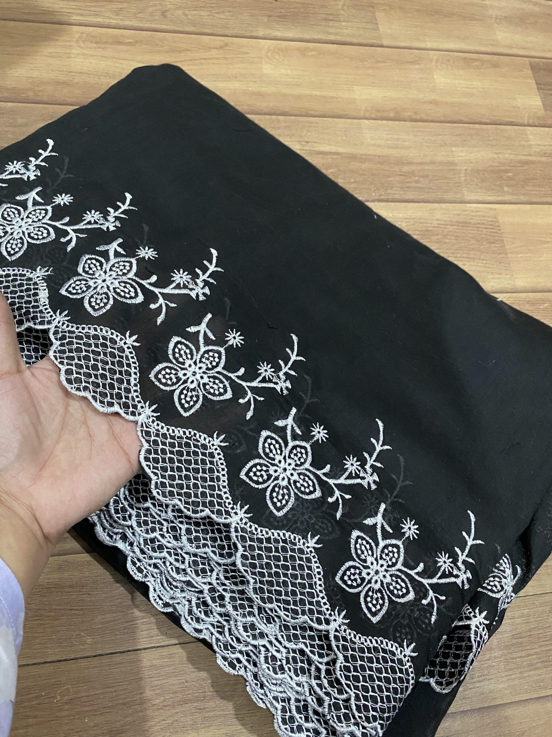 Voile lawn embroidered dupatta