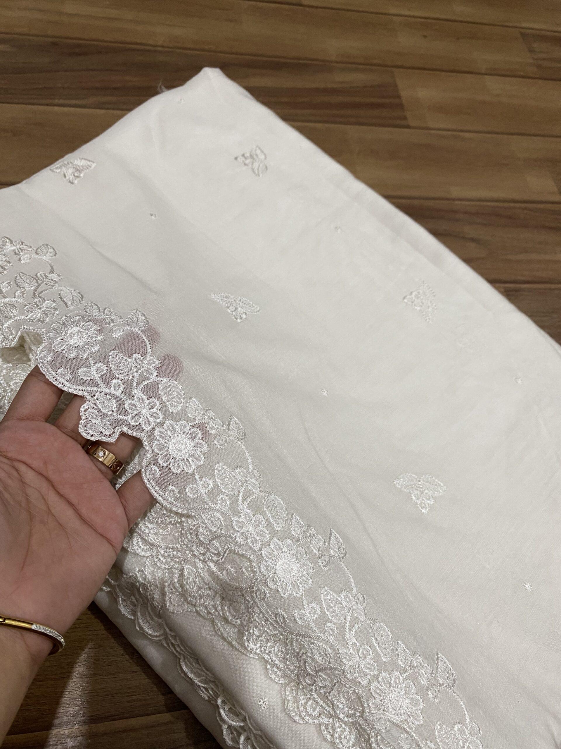 Voile lawn embroidered dupatt