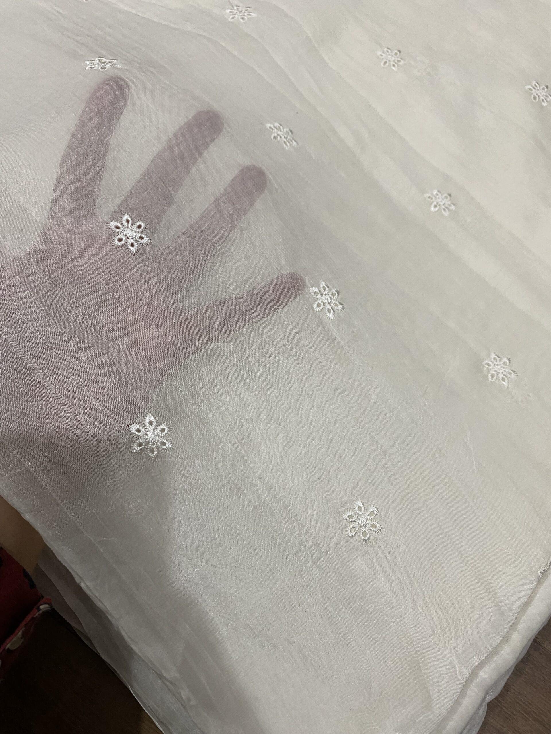 Pure lawn chickenkari booti dupatta