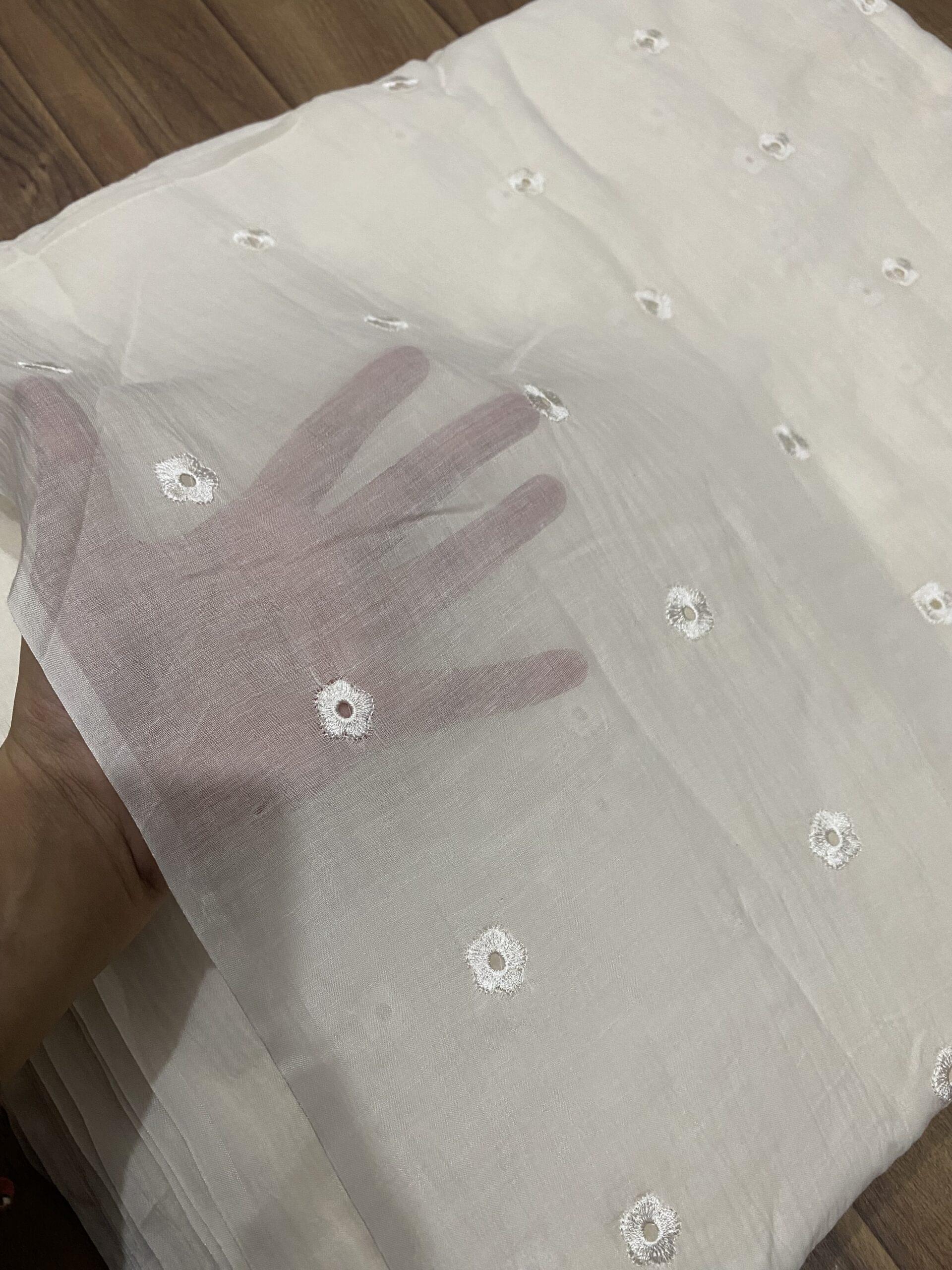 Pure lawn chickenkari booti dupatta