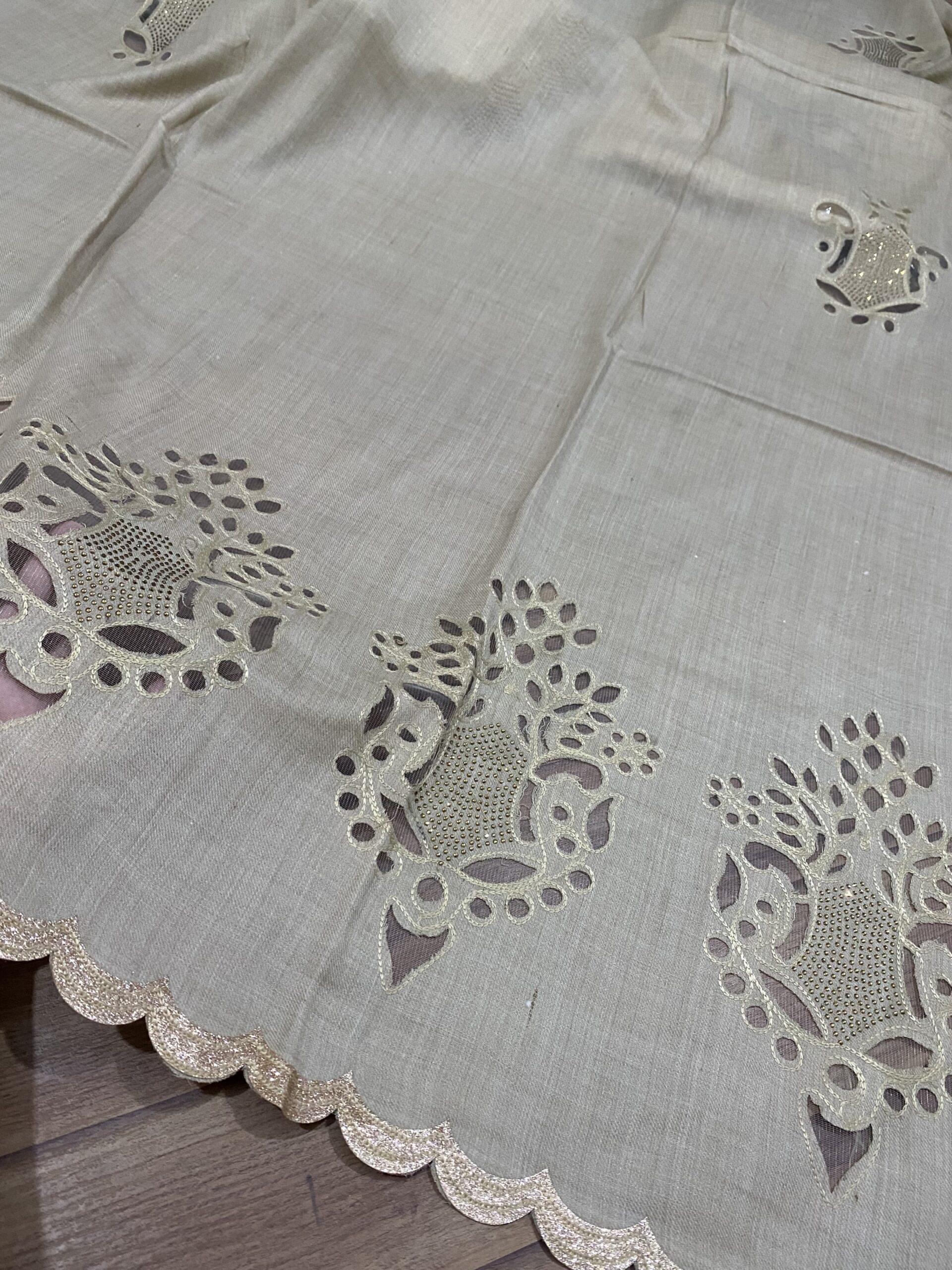 Laser cutwork pashmina shawl