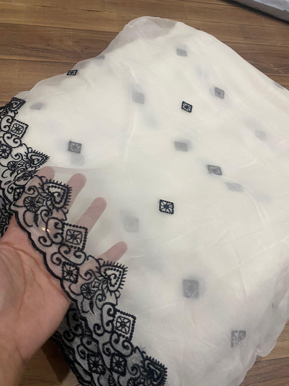 Pure chiffon embroidered dupatta