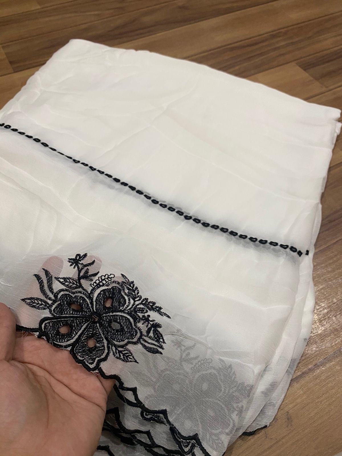 Pure chiffon embroidered dupatta